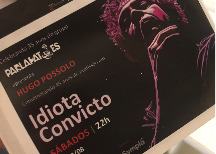 ator hugo possolo em divulgação do monólogo um idiota convicto